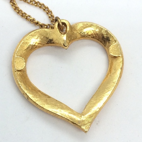 VINTAGE GOLD TONE HEART JEWEL TONE RHINESTONES NECKLACE - Picture 11 of 13